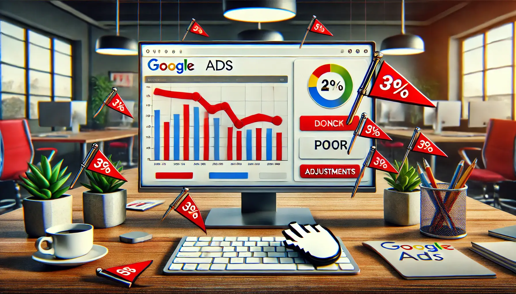 An illustration of neglected performance metrics in Google Ads.