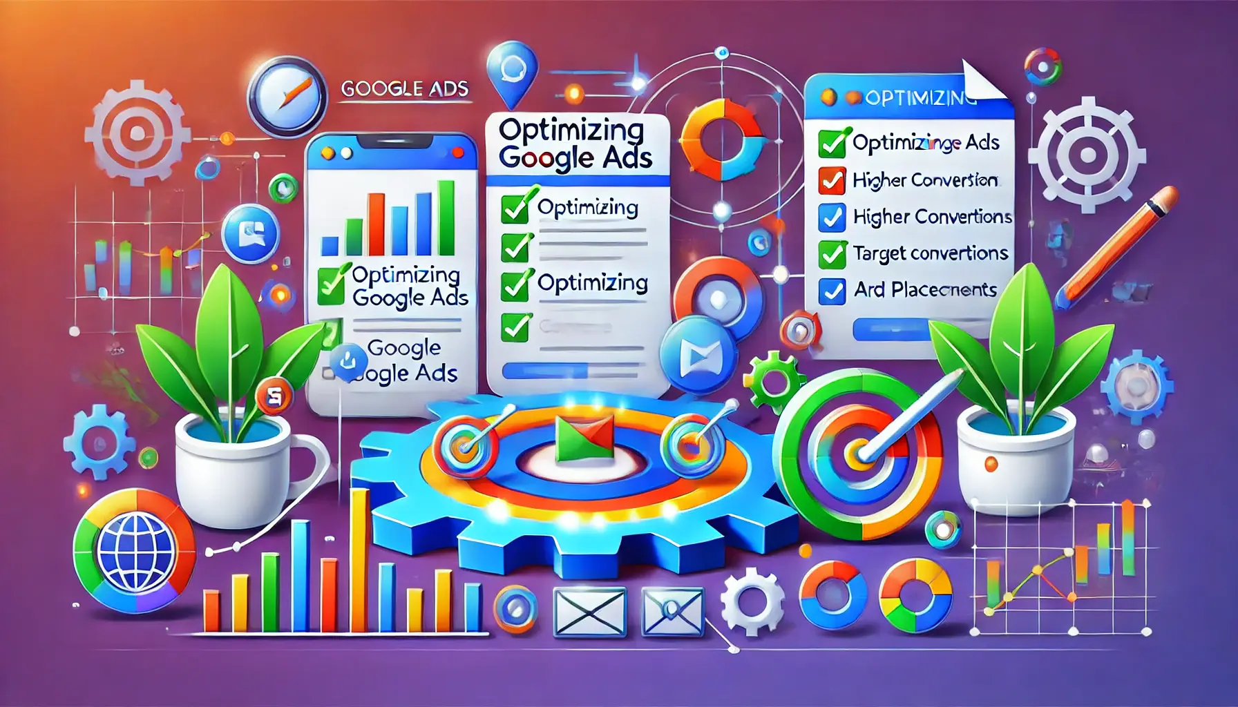 An illustration showing strategies for optimizing Google Ads for better conversion quality.