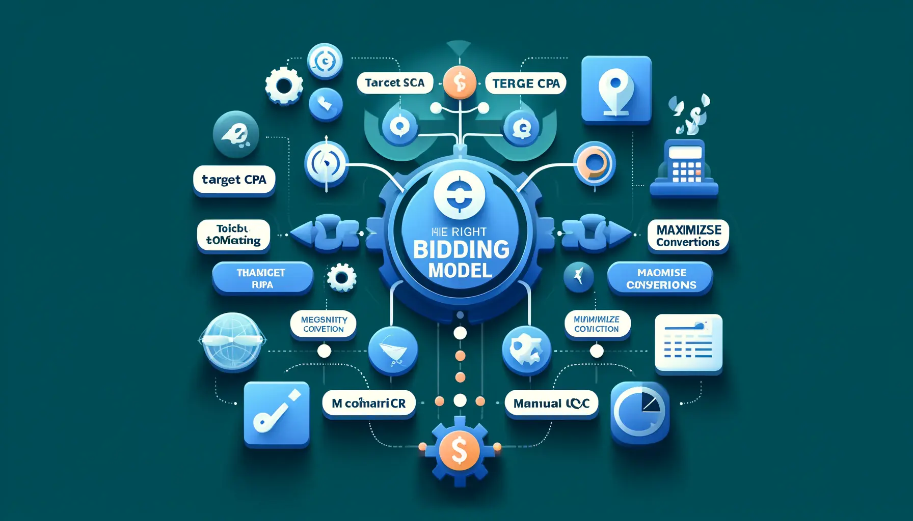 Illustration of the process of selecting a bidding model in digital marketing.