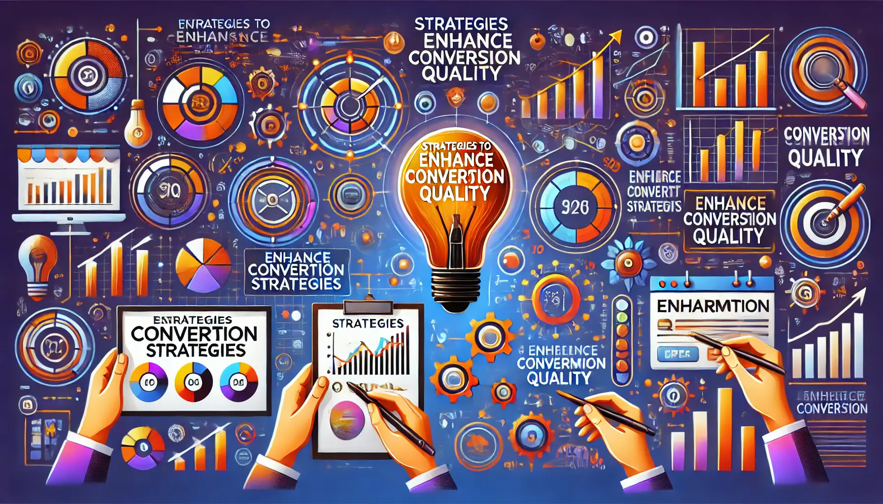 An illustration showing various strategies for enhancing conversion quality in digital marketing.