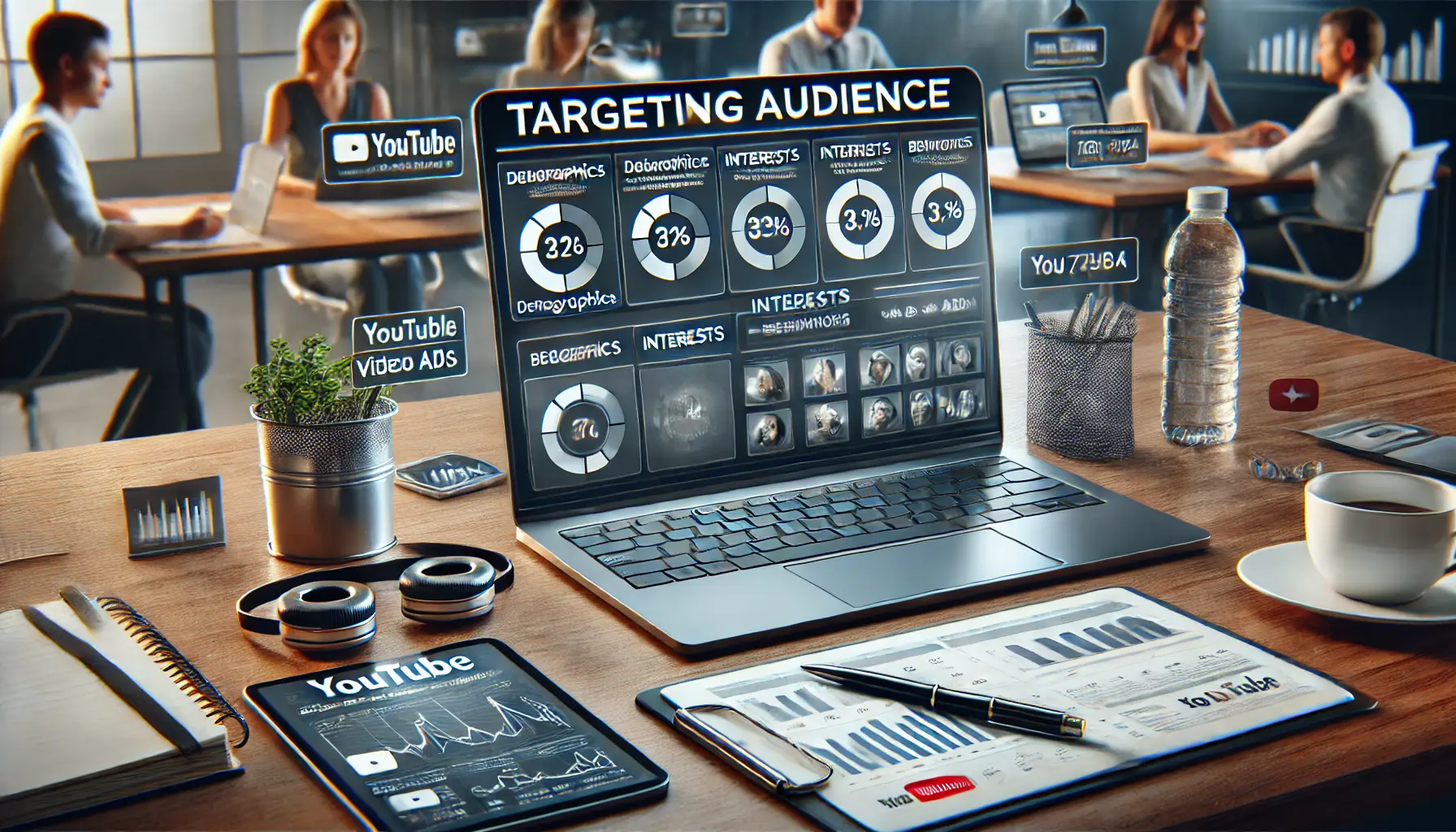 Marketer targeting the right audience for YouTube video ads by analyzing audience segmentation options on the screen.