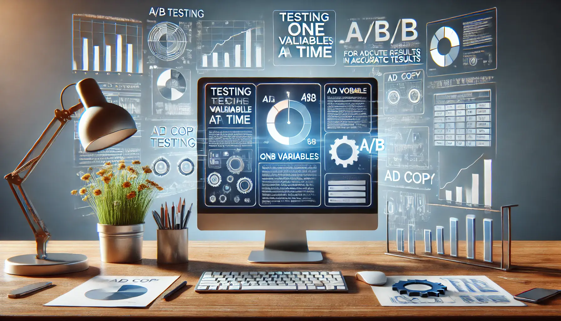 A computer screen showcasing an organized A/B testing framework with one variable highlighted.