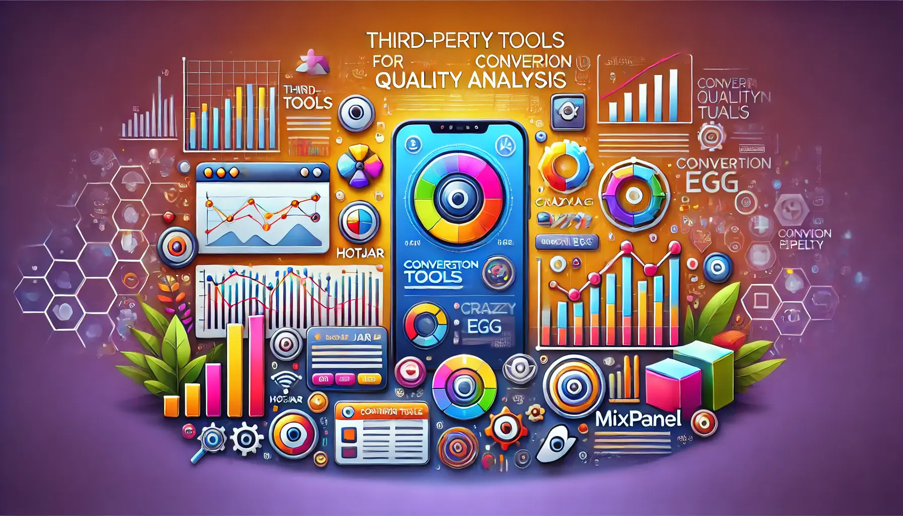 An illustration showing various third-party tools for analyzing conversion quality.