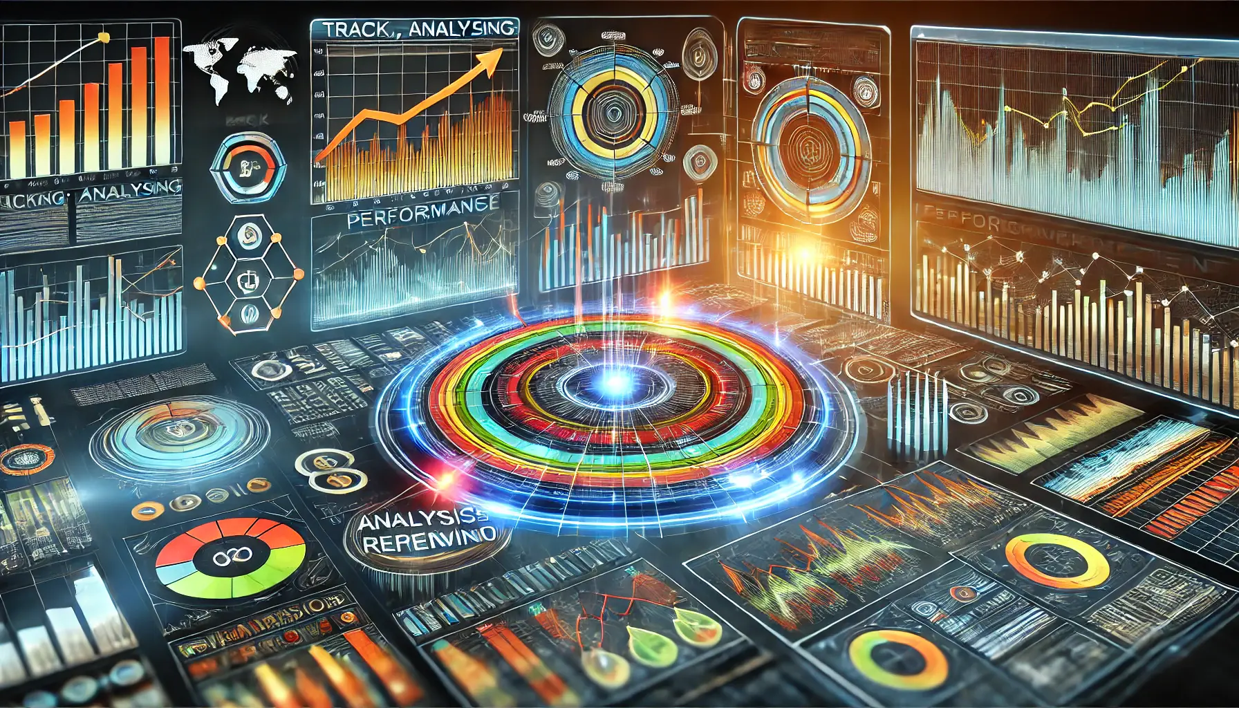 An image featuring data charts, performance graphs, and improvement arrows, symbolizing the process of tracking, analyzing, and refining digital campaign performance.