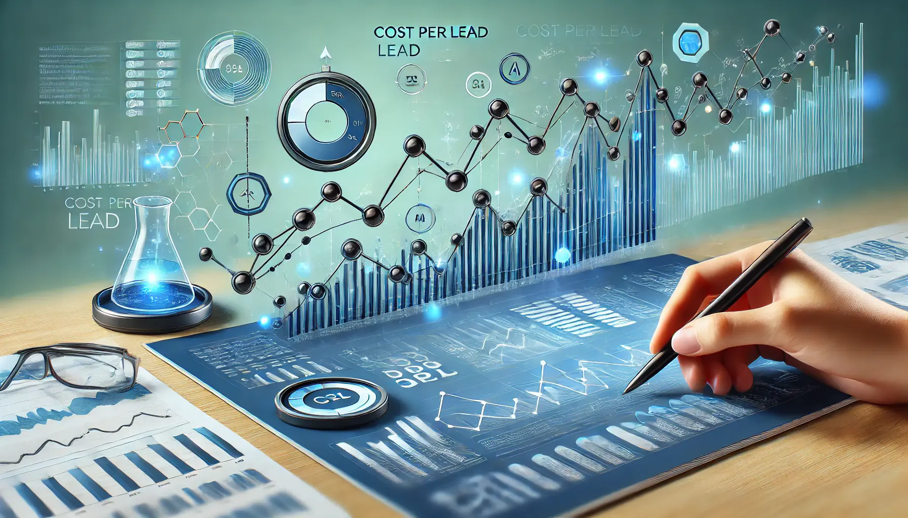 Illustration of tracking CPL trends in digital marketing.