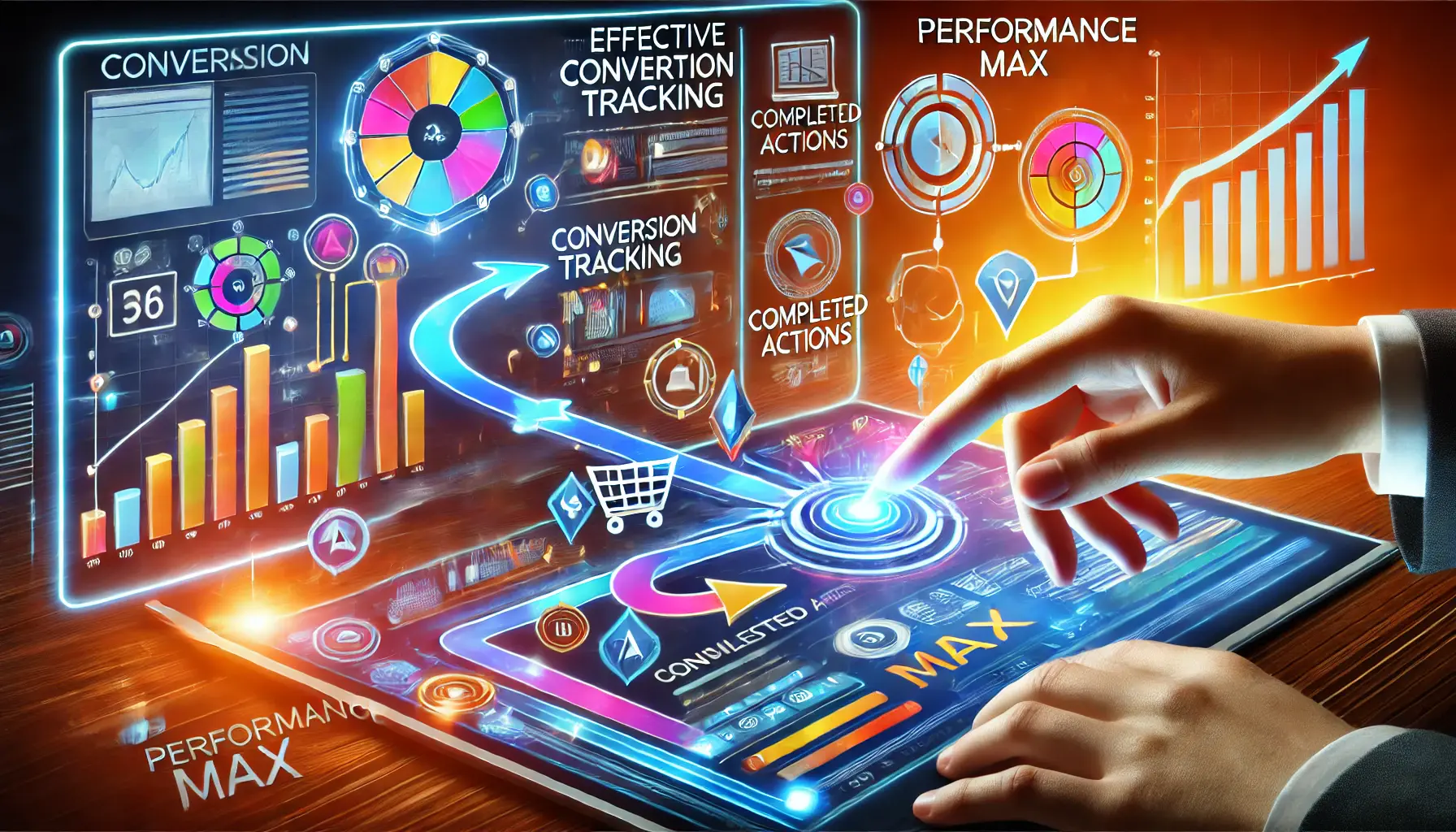 An image depicting conversion funnels, user paths, and metrics tracking like completed purchases, symbolizing the effective use of conversion tracking.