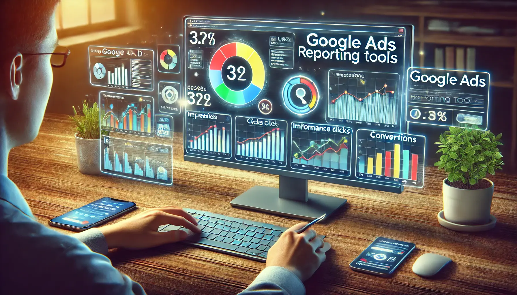 A visual representation of using Google Ads reporting tools in digital marketing.