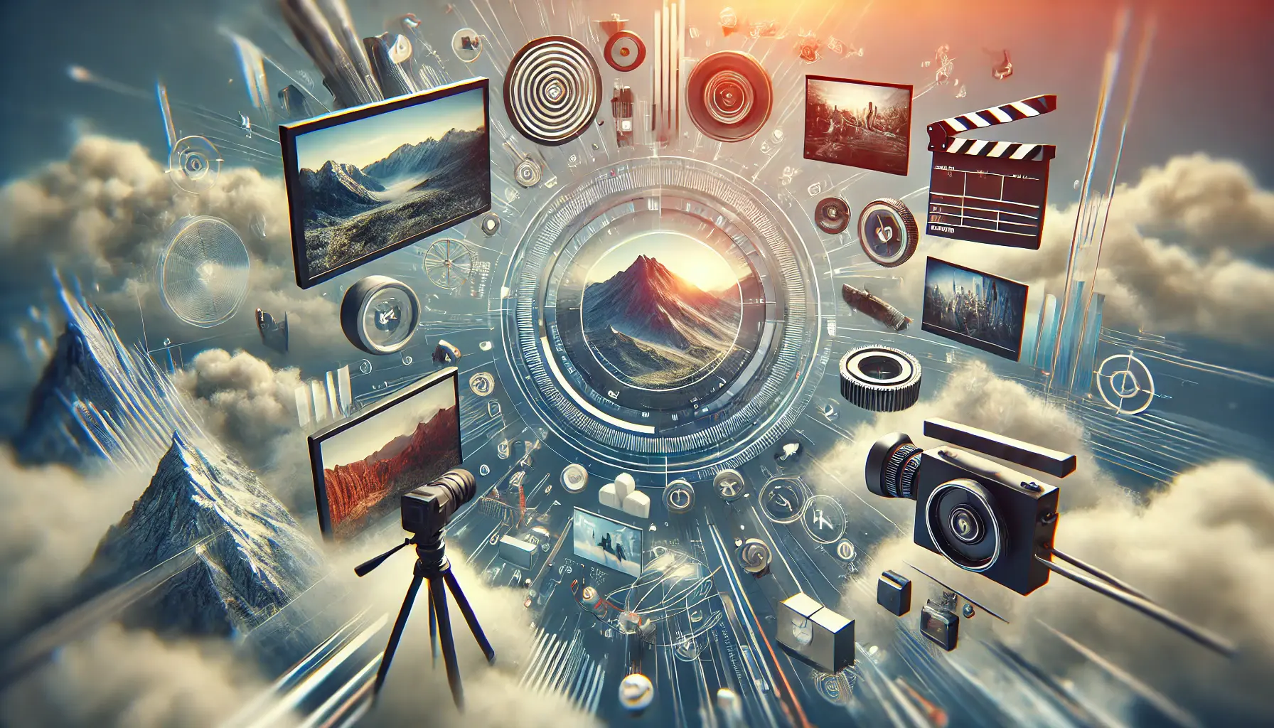 An image symbolizing the importance of high-quality visuals and video in digital advertising, with abstract representations of crisp, cinematic frames and clarity.