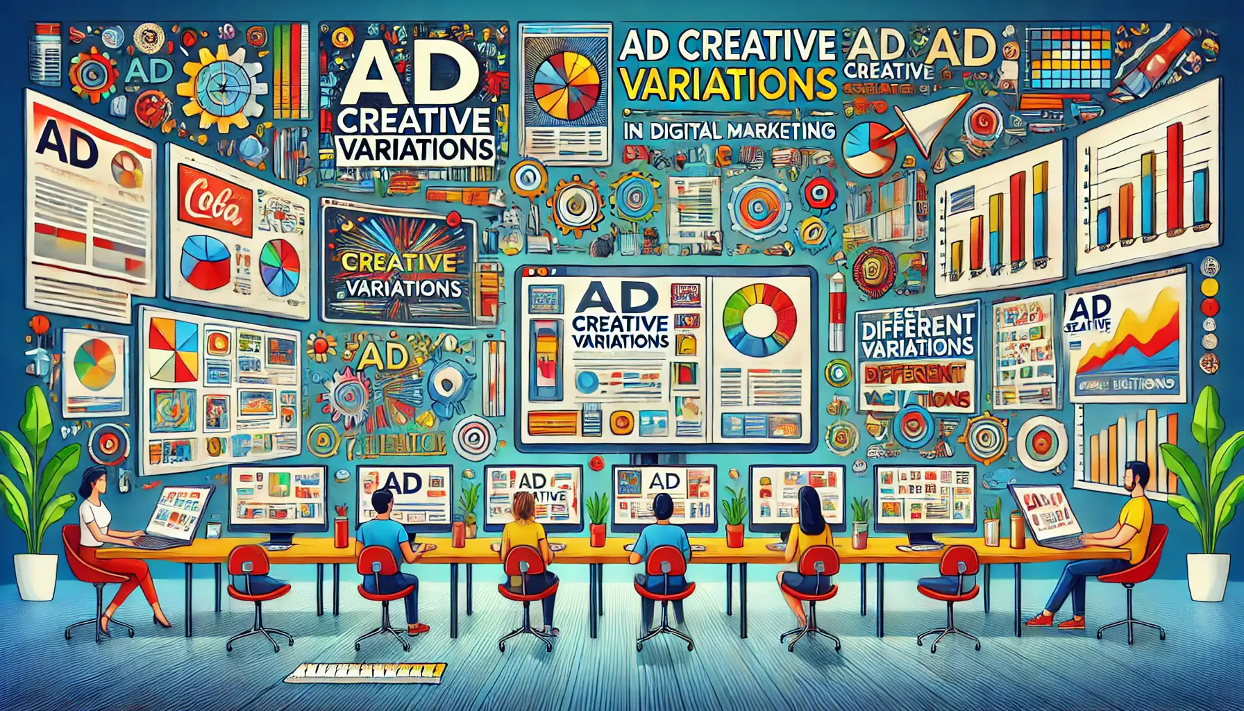 An illustrative representation of ad creative variations in digital marketing.