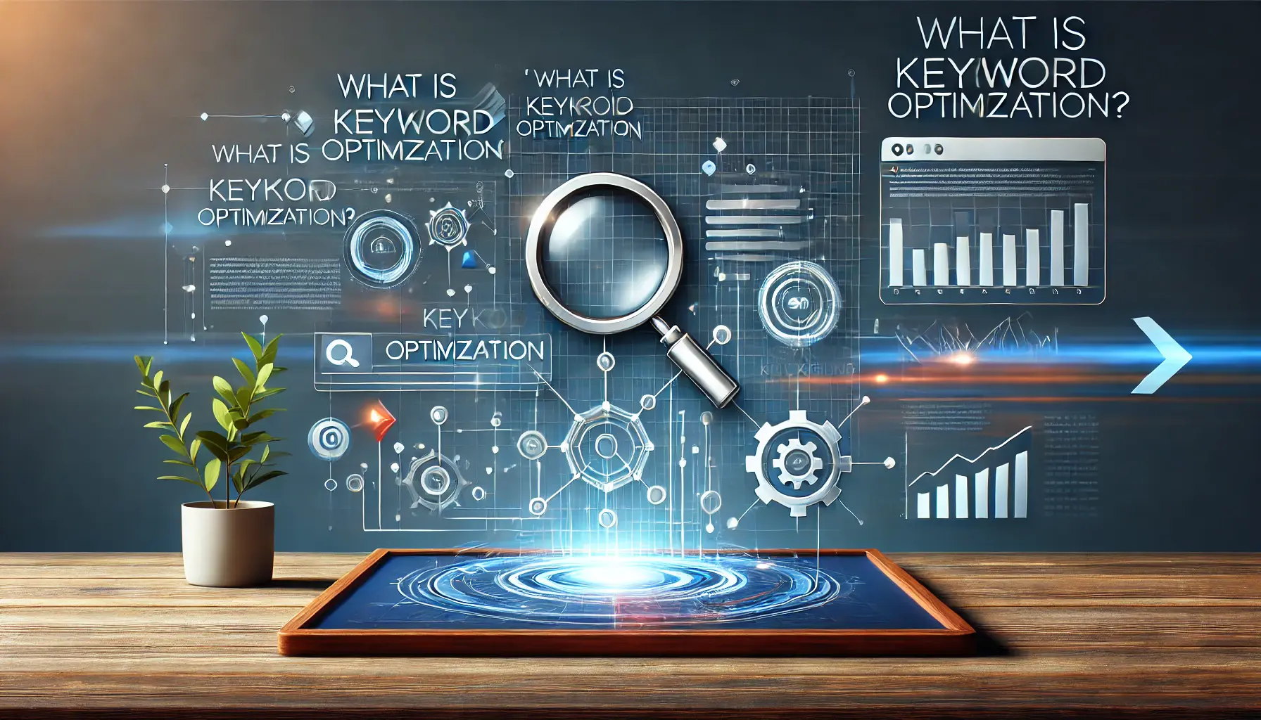 A conceptual diagram illustrating keyword optimization strategies in digital marketing.