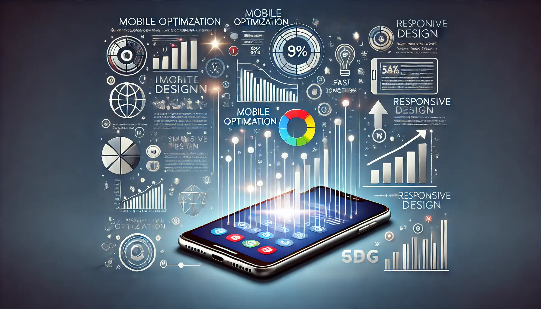 Smartphone displaying a high-performing mobile ad with strong metrics, symbolizing long-term success through mobile optimization