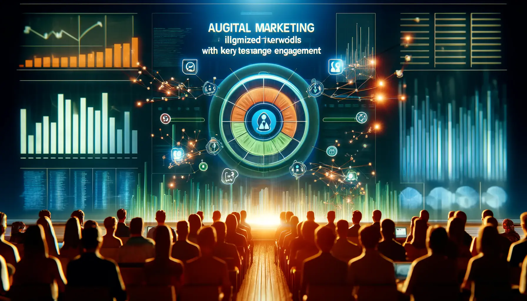 A digital marketing image showing audience insights with keywords optimized for user interests and engagement.