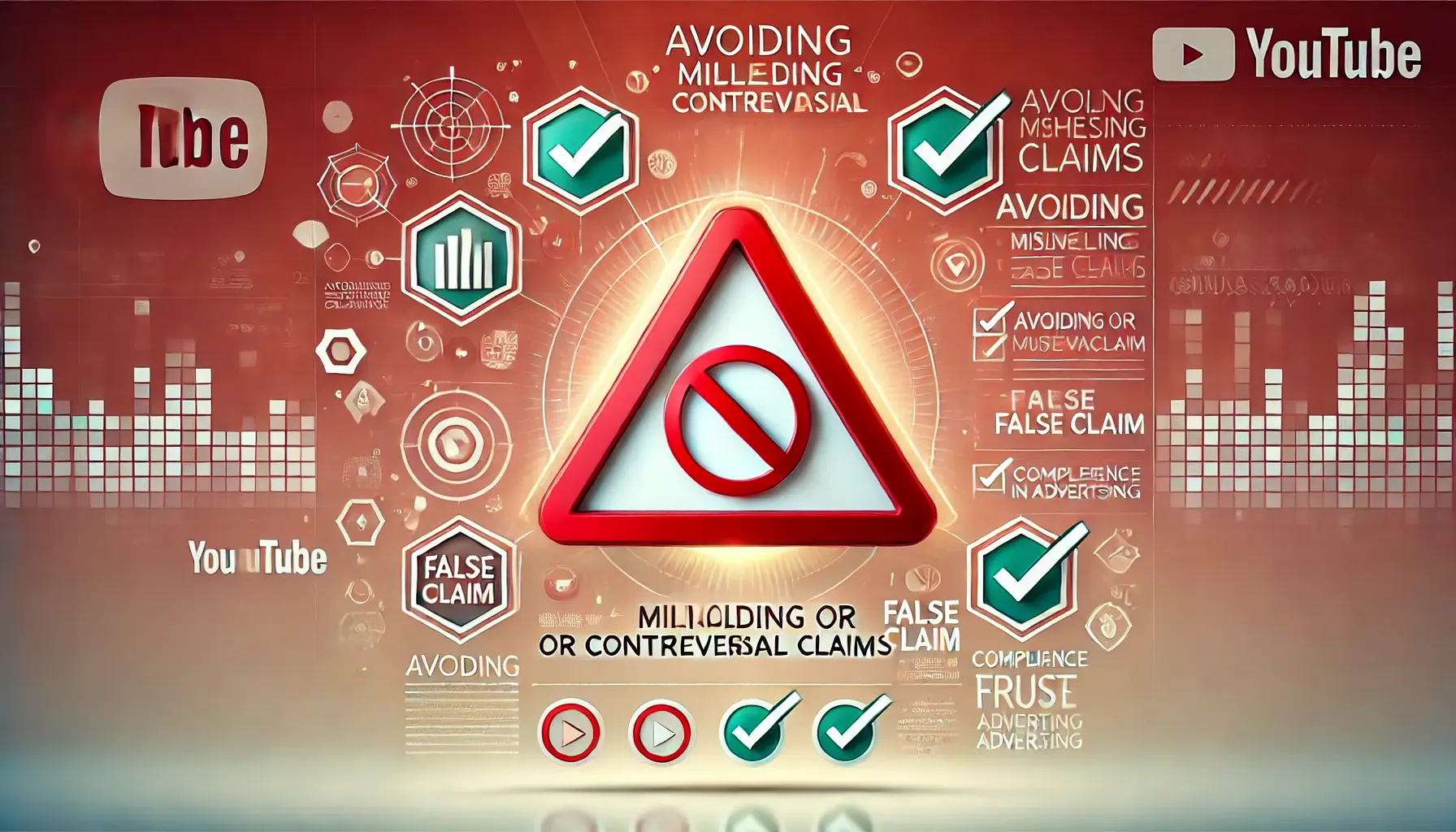 An image depicting a warning triangle, a crossed-out false claim icon, and a compliance checklist.