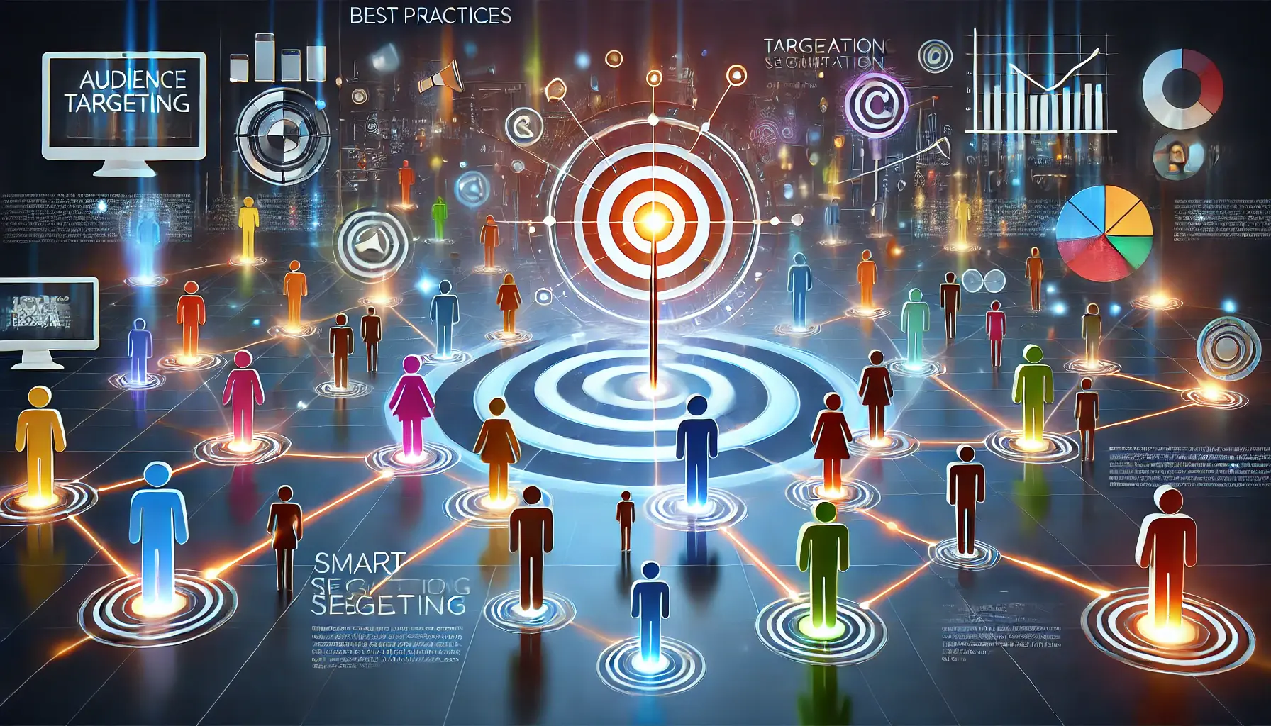 A visual representation of best practices for audience targeting, showing different audience segments connected to digital platforms.