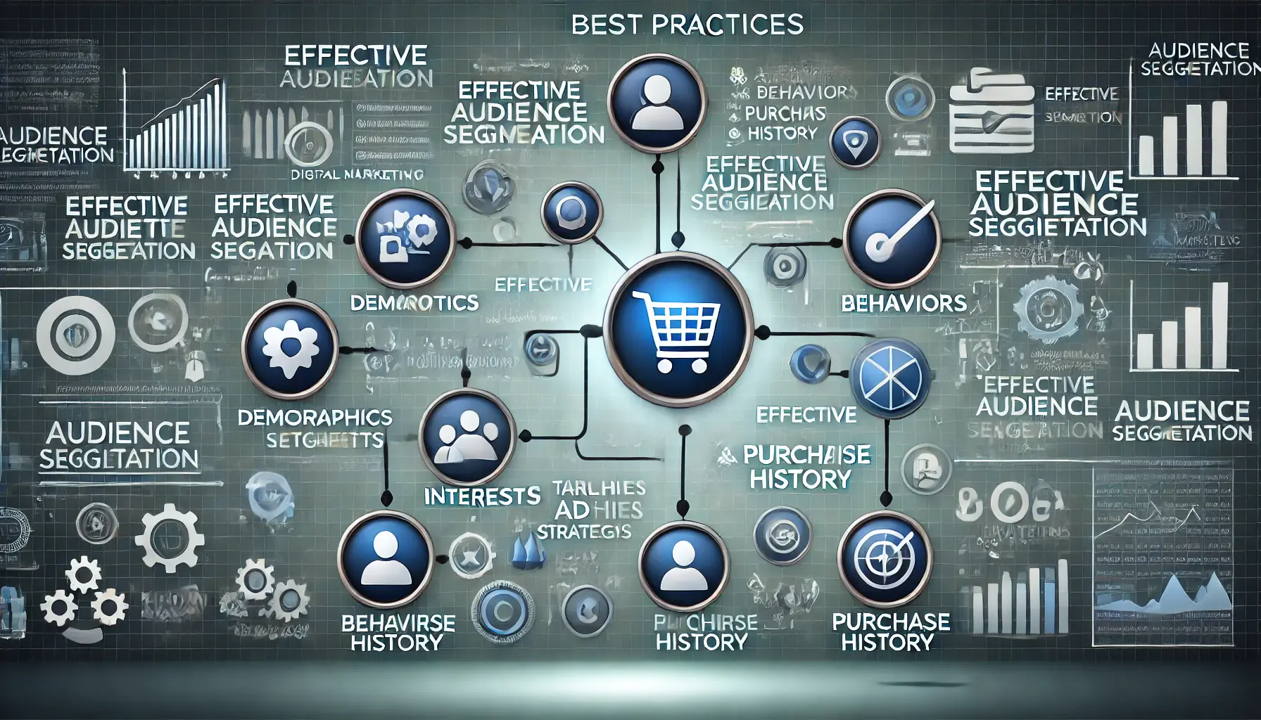 Image illustrating best practices for audience segmentation, with icons representing distinct audience segments like demographics and behaviors.