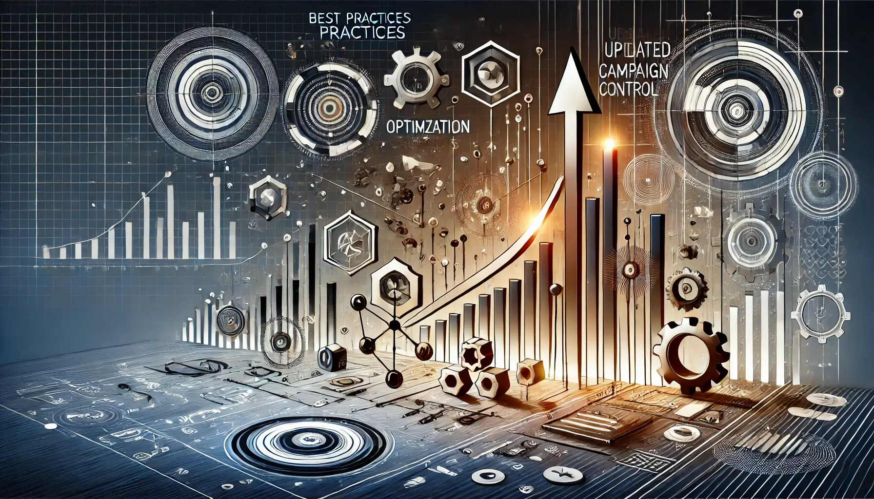 Abstract image symbolizing best practices for utilizing updated campaign controls in digital marketing, featuring optimization and strategic elements.