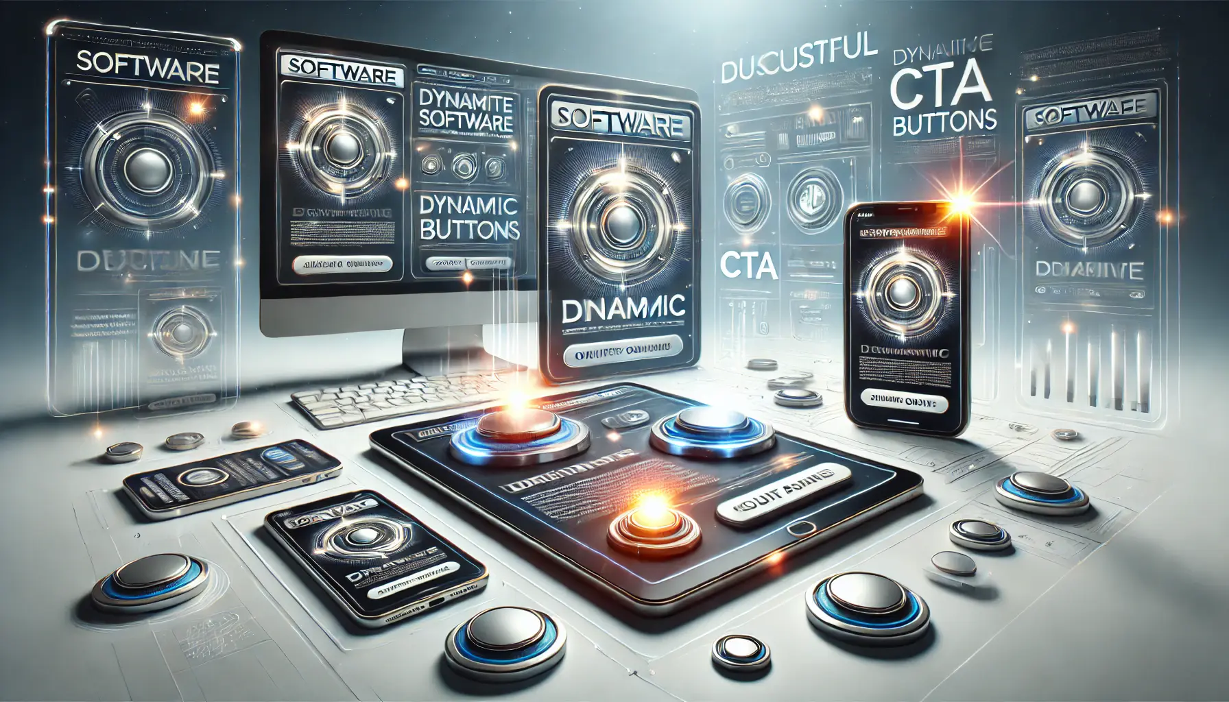 A visual representation of a successful software company digital ad campaign, showcasing CTA buttons on a modern website displayed across devices.