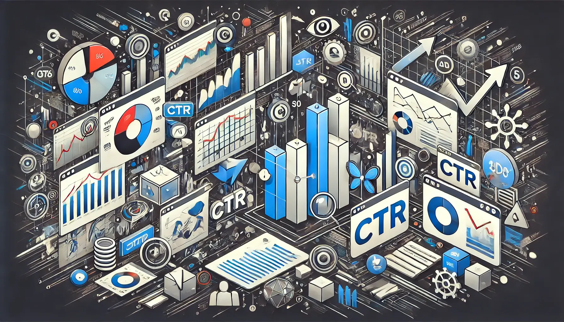 An illustration showing fragmented data charts and broken arrows, symbolizing common misconceptions in interpreting ad performance metrics.