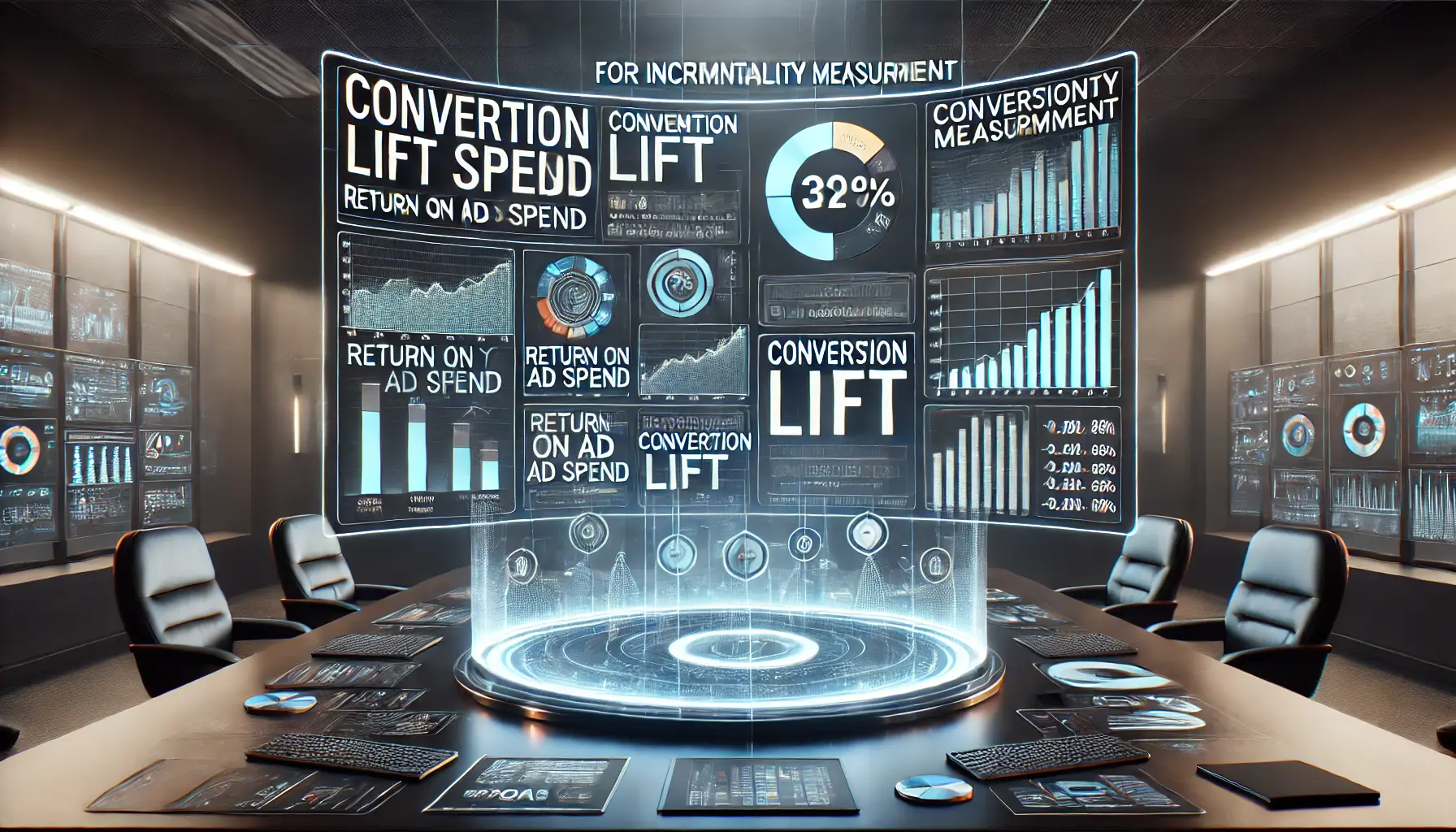 A digital analytics dashboard showing conversion lift studies and incremental impact of advertising campaigns on conversions.