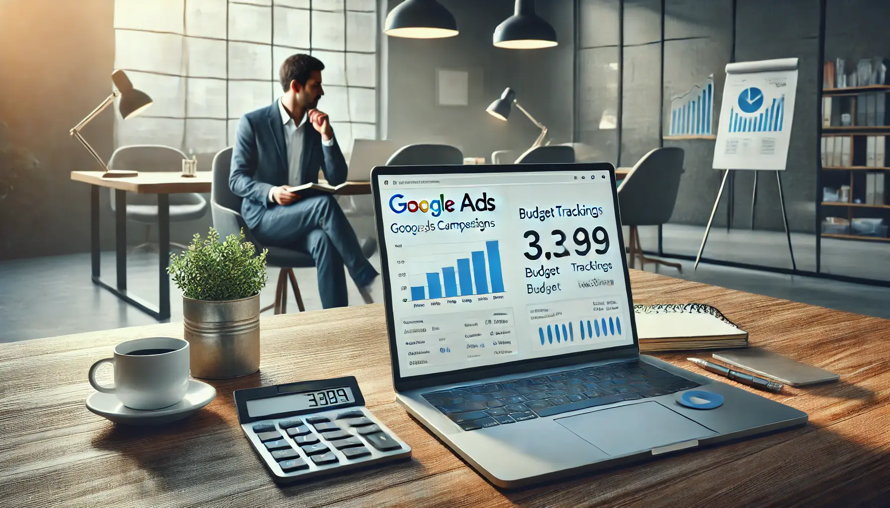 A modern office setting illustrating cost-effective advertising strategies for startups with Google Ads.