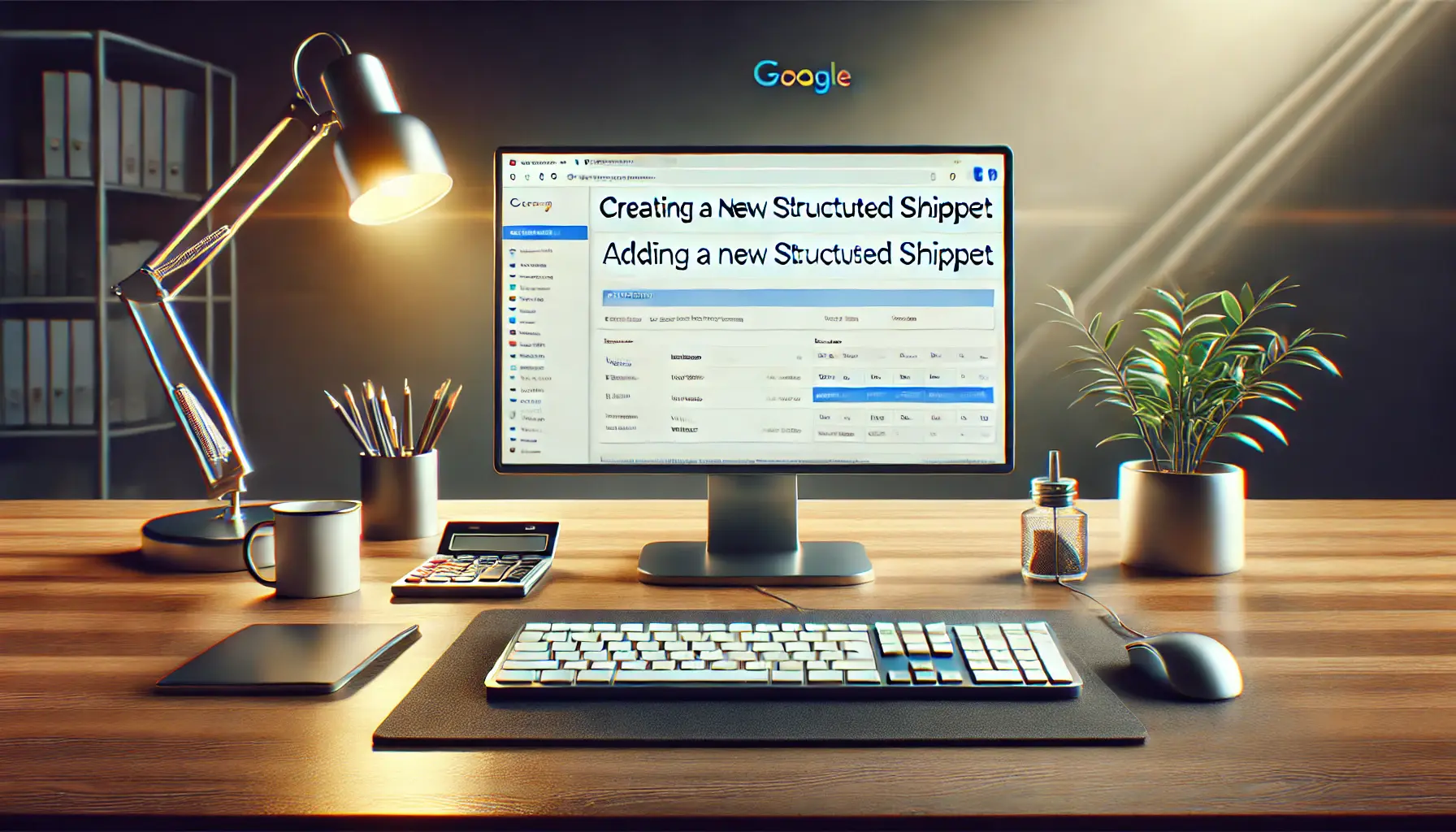 A Google Ads interface on a computer screen showing the process of creating a new structured snippet, with headers and values being added.