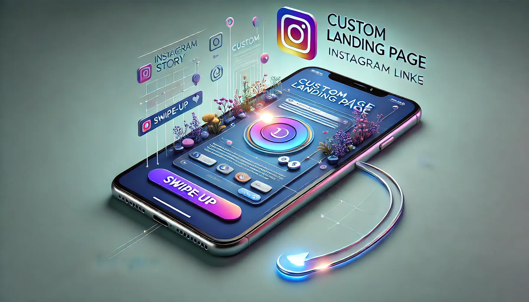 An Instagram story with a swipe-up link leading to a custom-designed landing page, showcasing user interaction and tailored content.