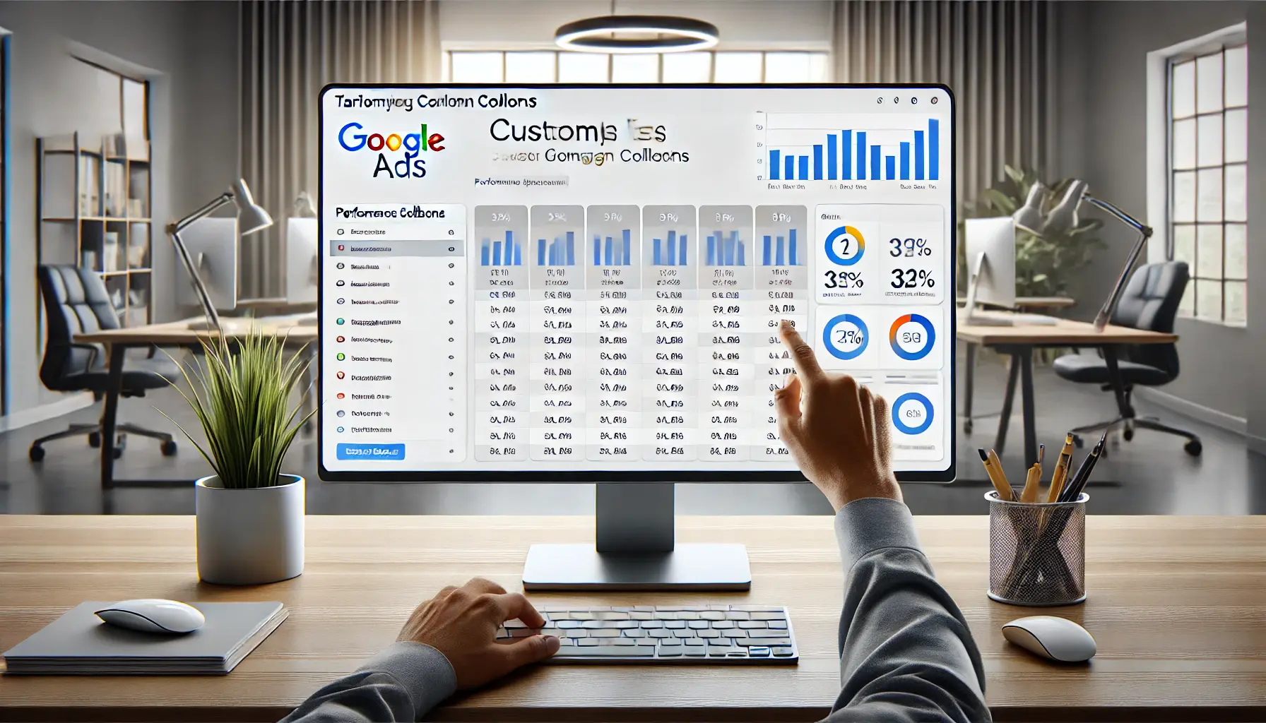 Digital marketer customizing columns on a Google Ads dashboard to align with business objectives.