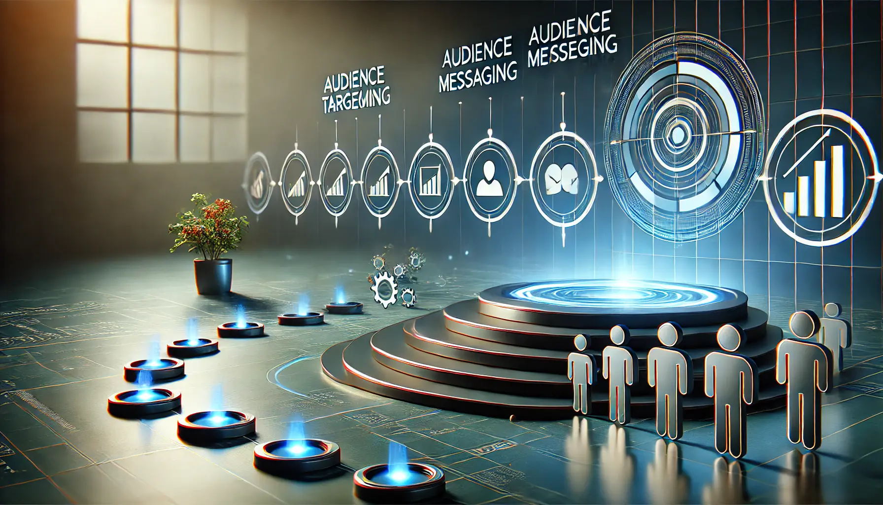 A sleek digital representation of sequential targeting showcasing audience engagement and buyer's journey stages.