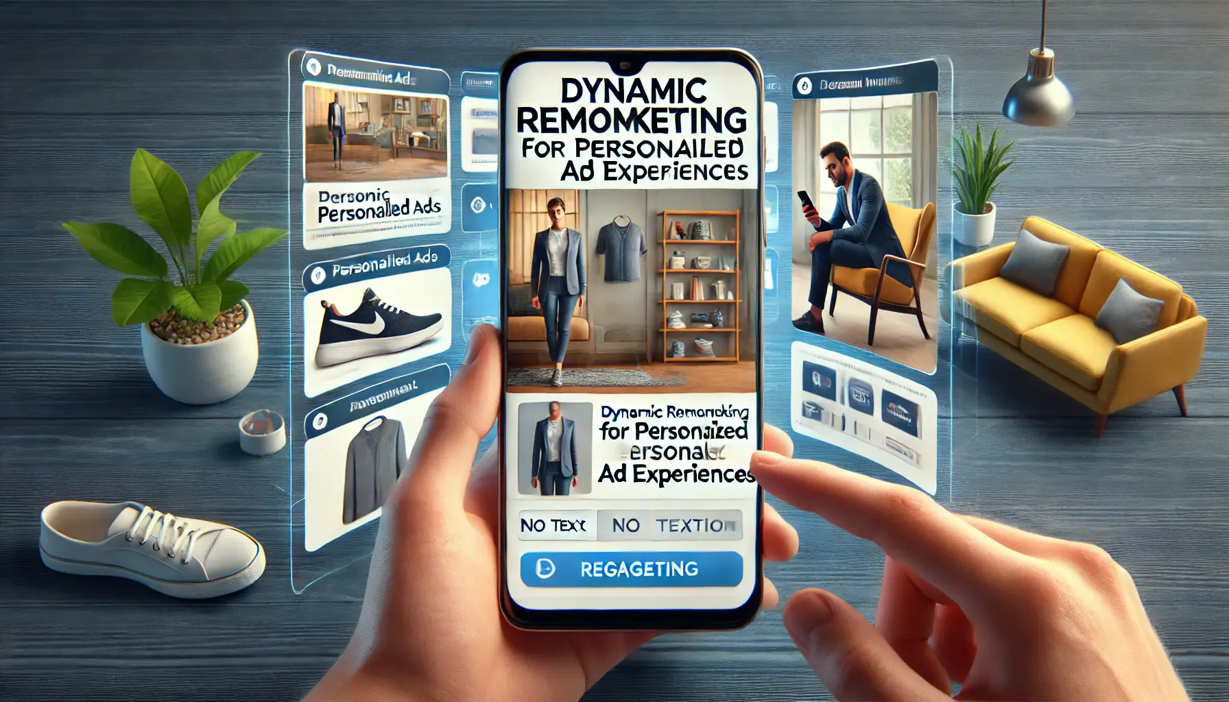 Customer viewing personalized ads on their smartphone, displaying items they previously interacted with online.