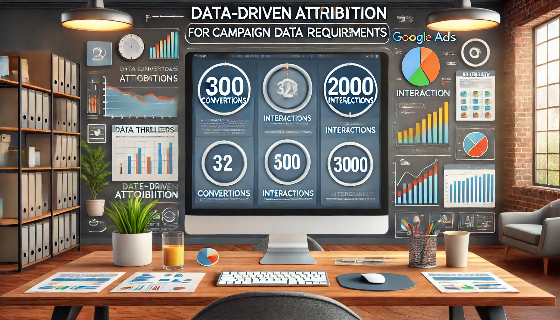 A modern analytics workspace displaying conversion data and interaction metrics to meet eligibility for Data-Driven Attribution.