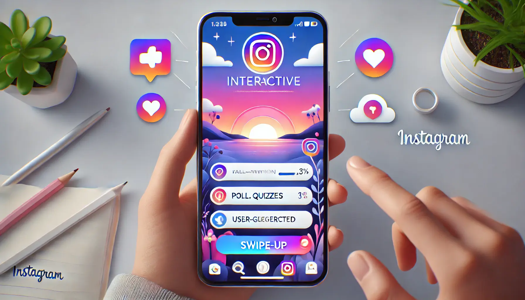 An interactive Instagram story with features like polls, quizzes, and user-generated content, encouraging audience engagement.