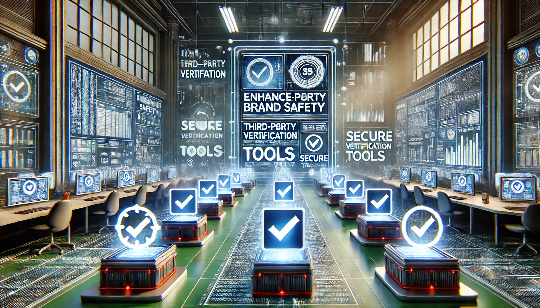 A modern digital environment symbolizing the use of third-party verification tools for brand safety.