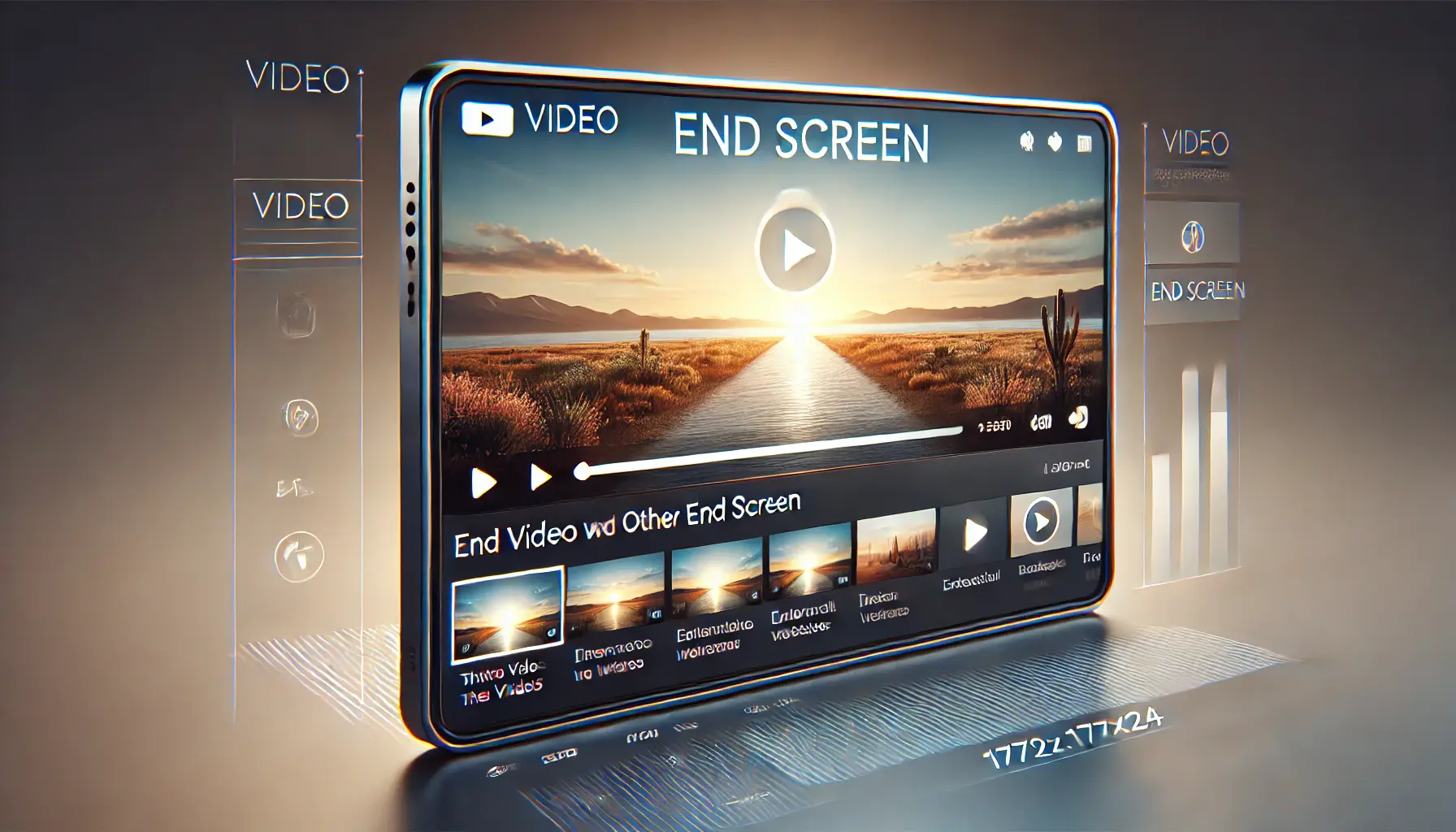 An illustration of a video player with an interactive end screen featuring clickable elements linking to other content.