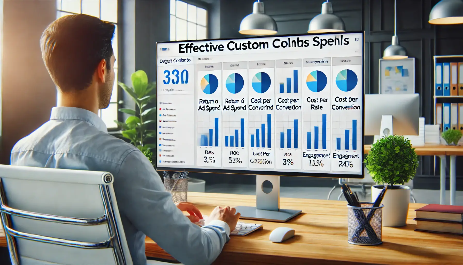 Digital marketer reviewing effective custom columns in a Google Ads report.