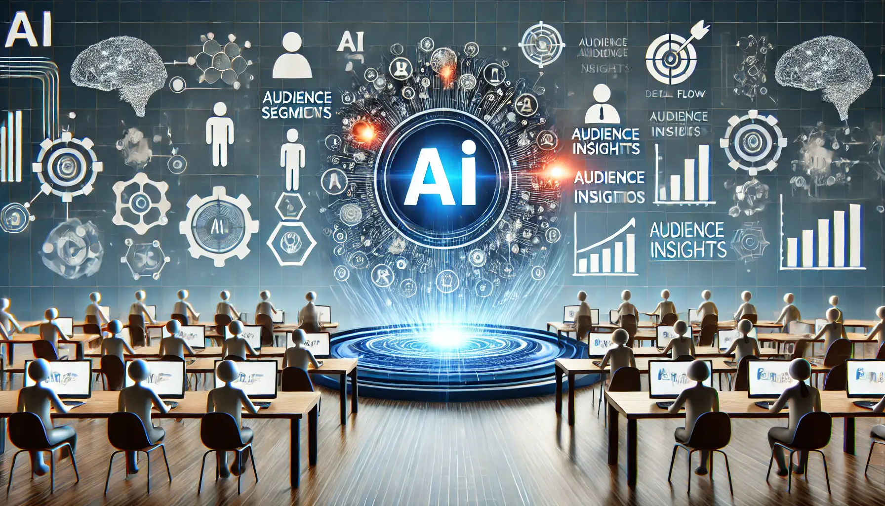 An image showing how AI identifies audience segments in real-time, with real-time segmentation data and AI-driven analytics.