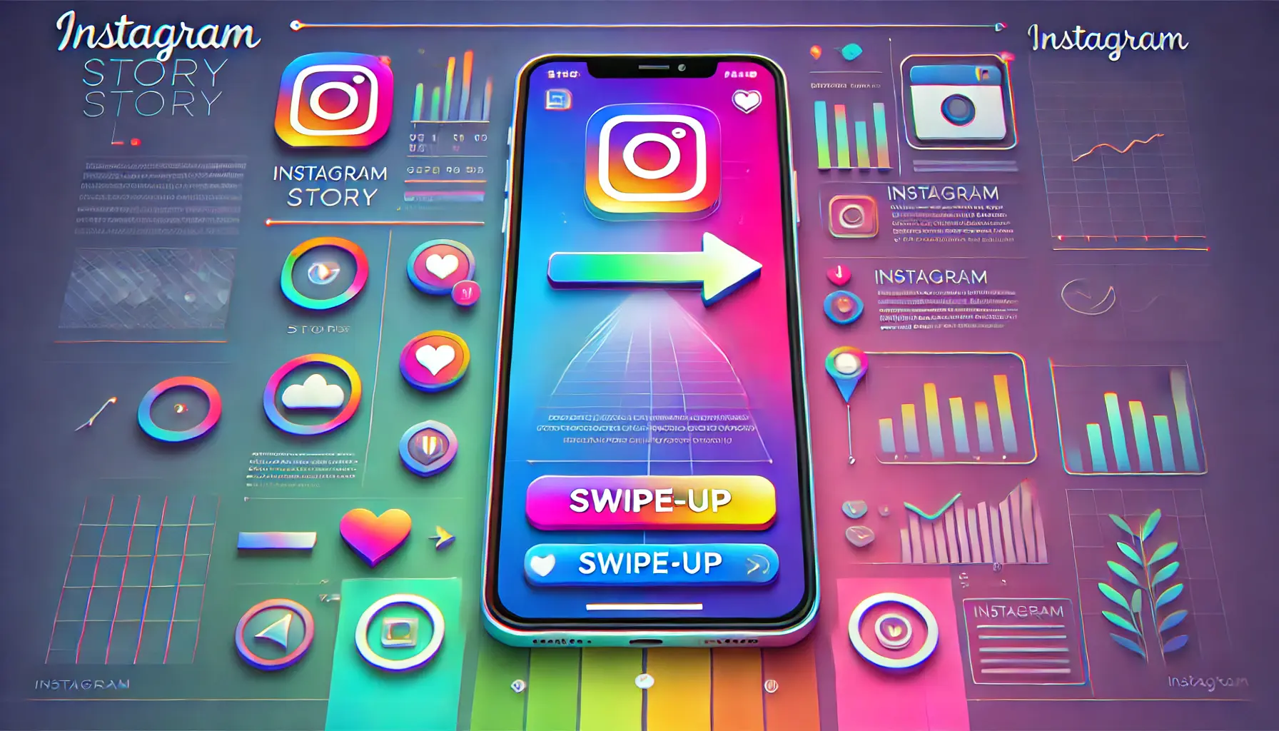 An Instagram story featuring a clear and engaging swipe-up link leading to a website or product page, with engagement icons.