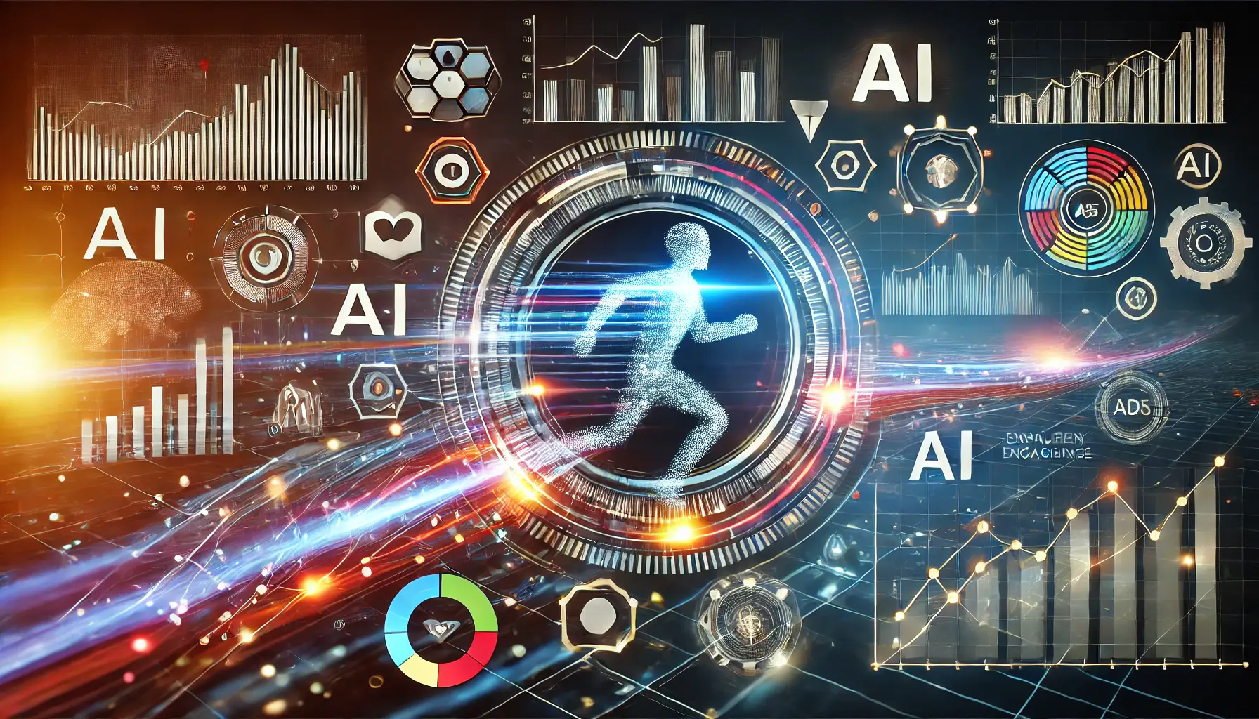 Abstract representation of AI-driven analytics and performance metrics optimizing ad engagement.