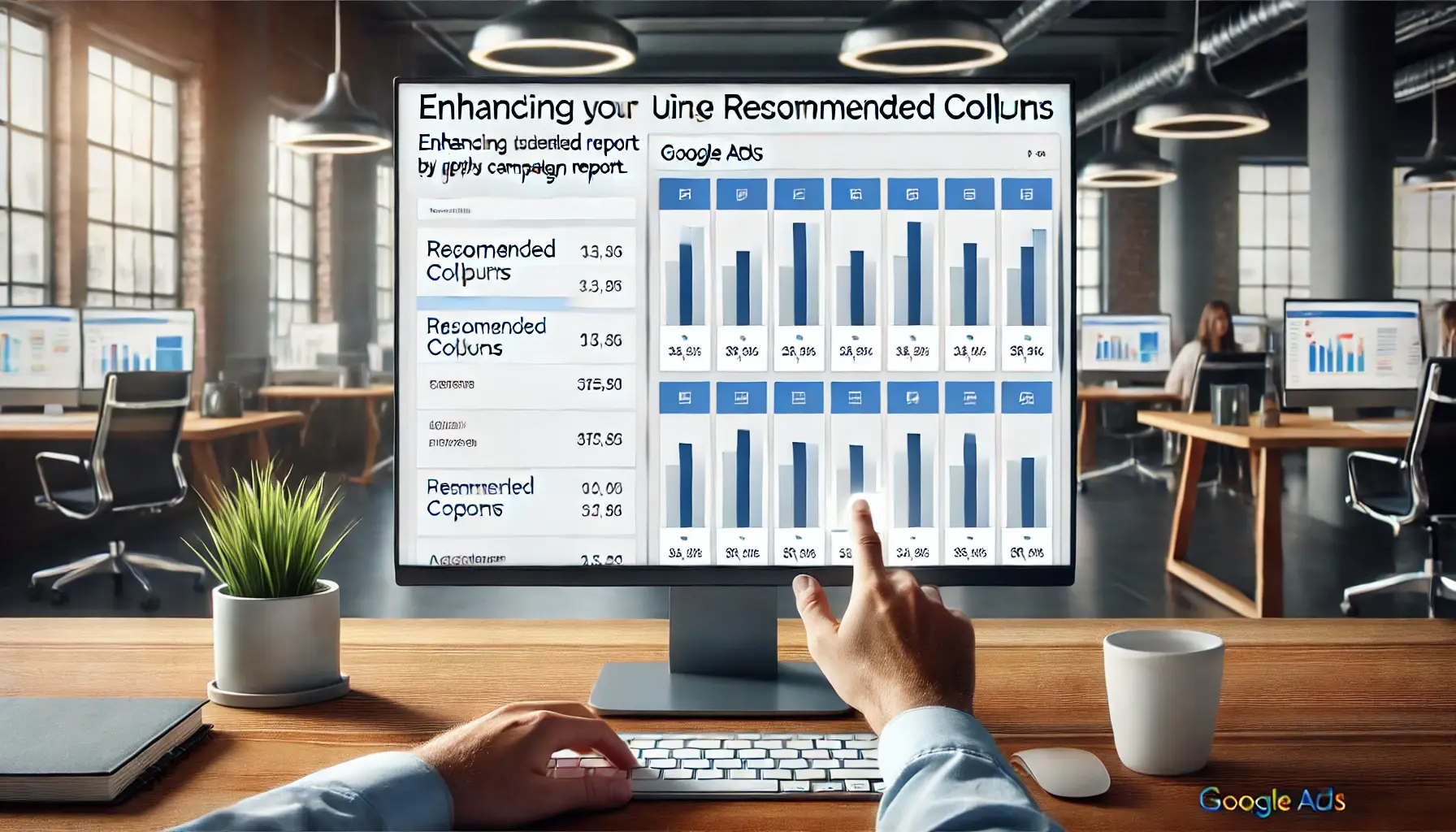 Digital marketer implementing recommended columns in a Google Ads dashboard.