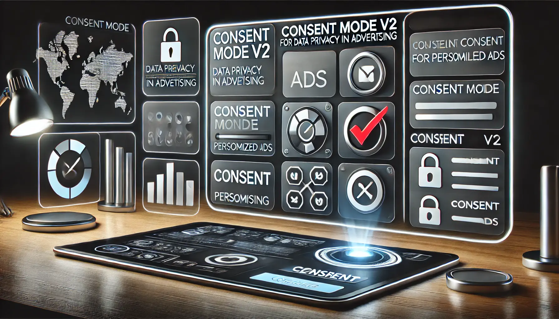 A digital interface showing the settings for Consent Mode v2, focusing on user consent preferences for personalized ads.