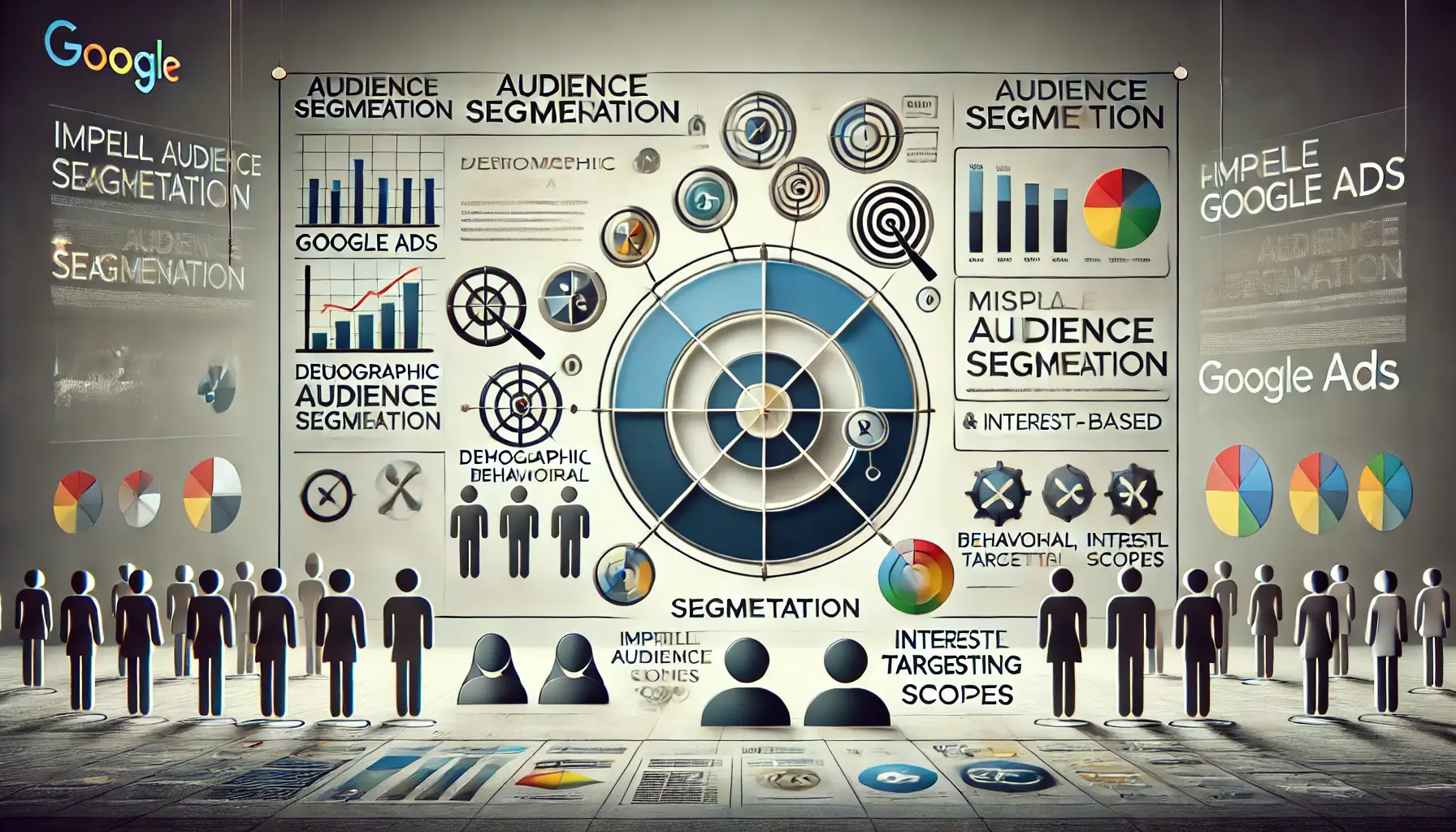 Abstract image showing a digital interface with misaligned audience segments, overlapping circles, and broken targeting scopes.