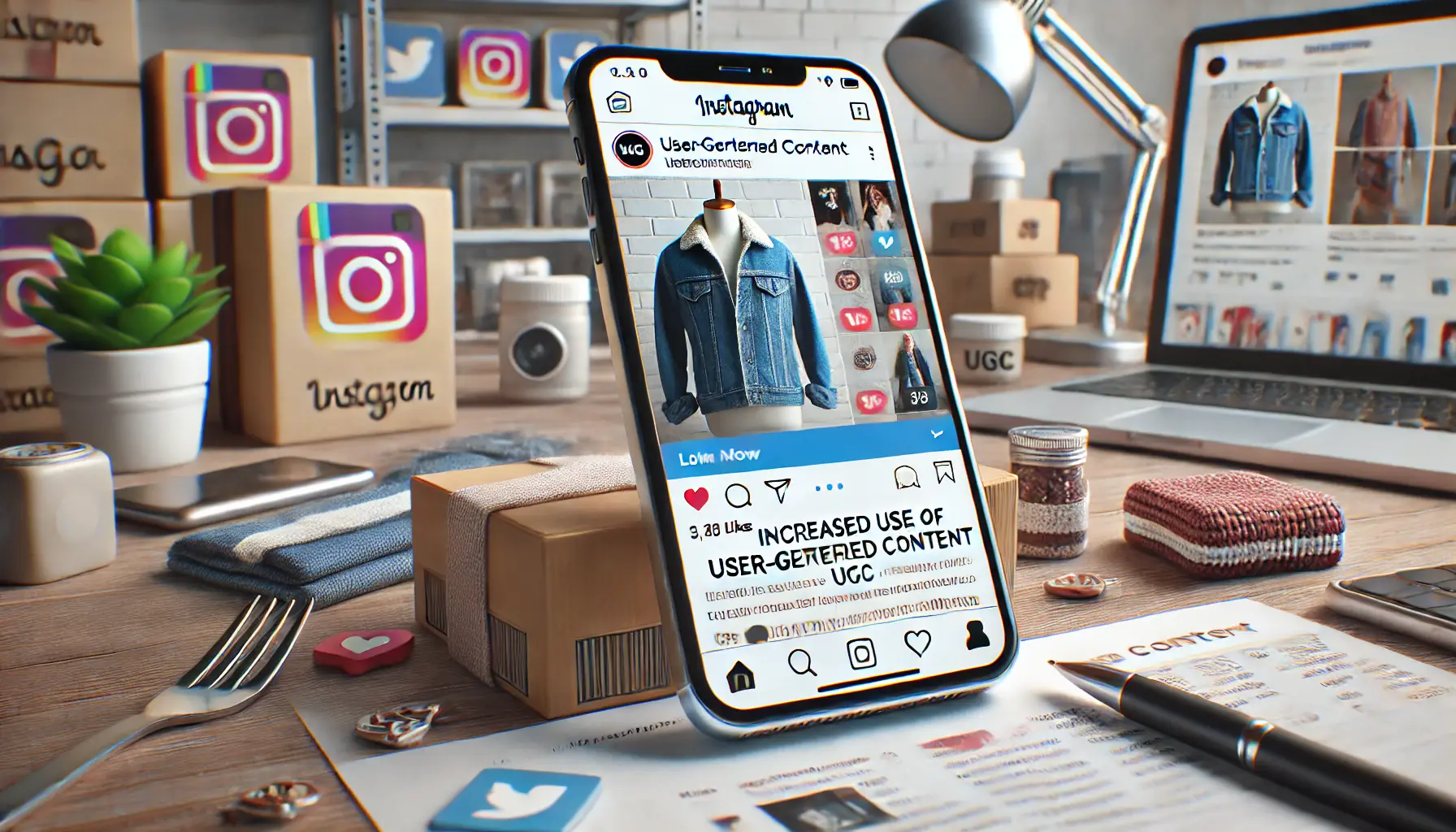 A smartphone displaying an Instagram post with user-generated content, showing high engagement and social media interaction.