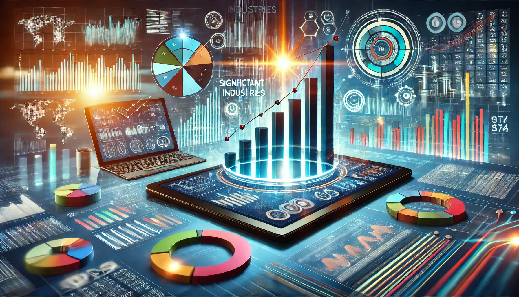 Visualization of industries with significant CTR improvements, featuring bar and line graphs.