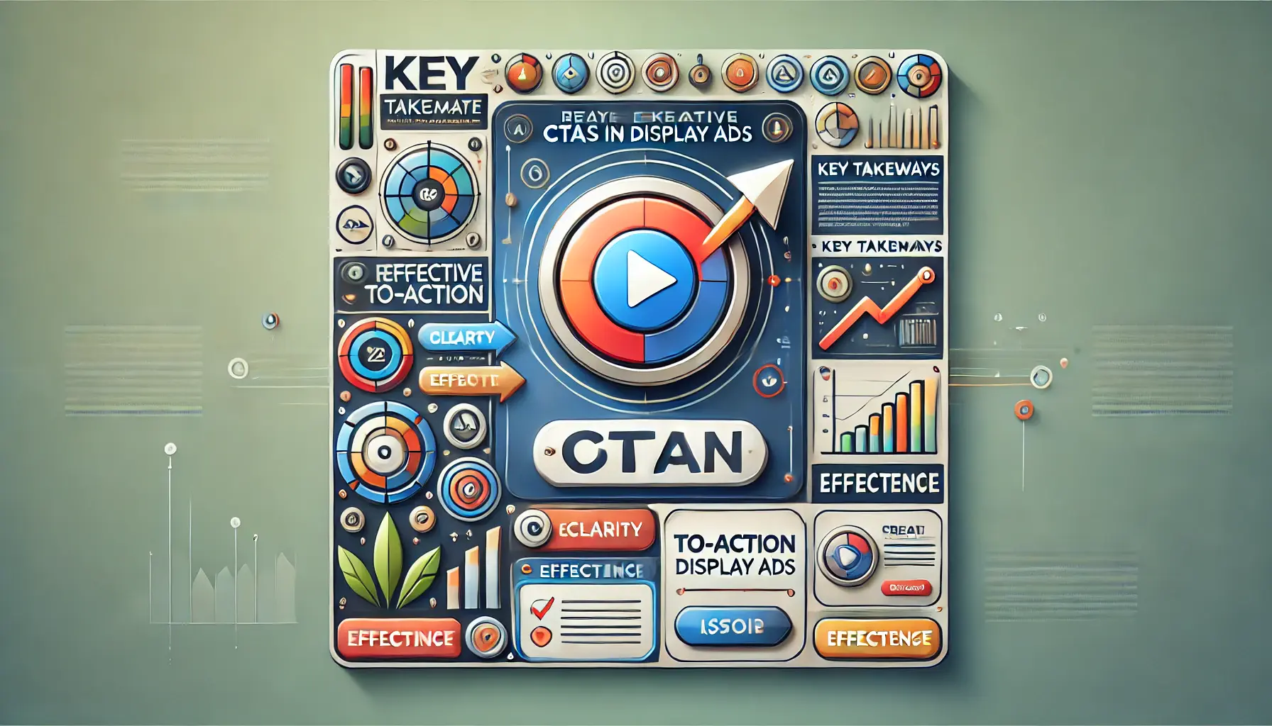 An image featuring a prominent call-to-action button surrounded by visual elements like icons, arrows, and a growing graph, symbolizing effectiveness.