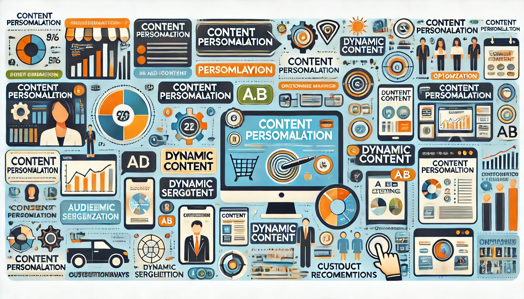 An image summarizing the key takeaways on content personalization, featuring personalized ad content and audience segmentation.