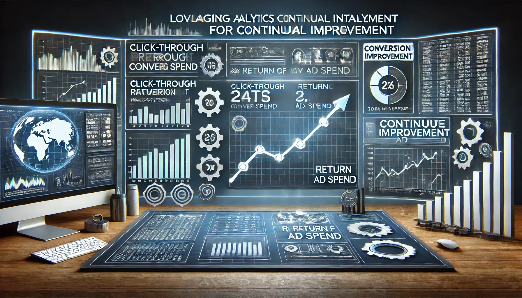 A digital dashboard displaying key performance metrics and data charts for continuous improvement.