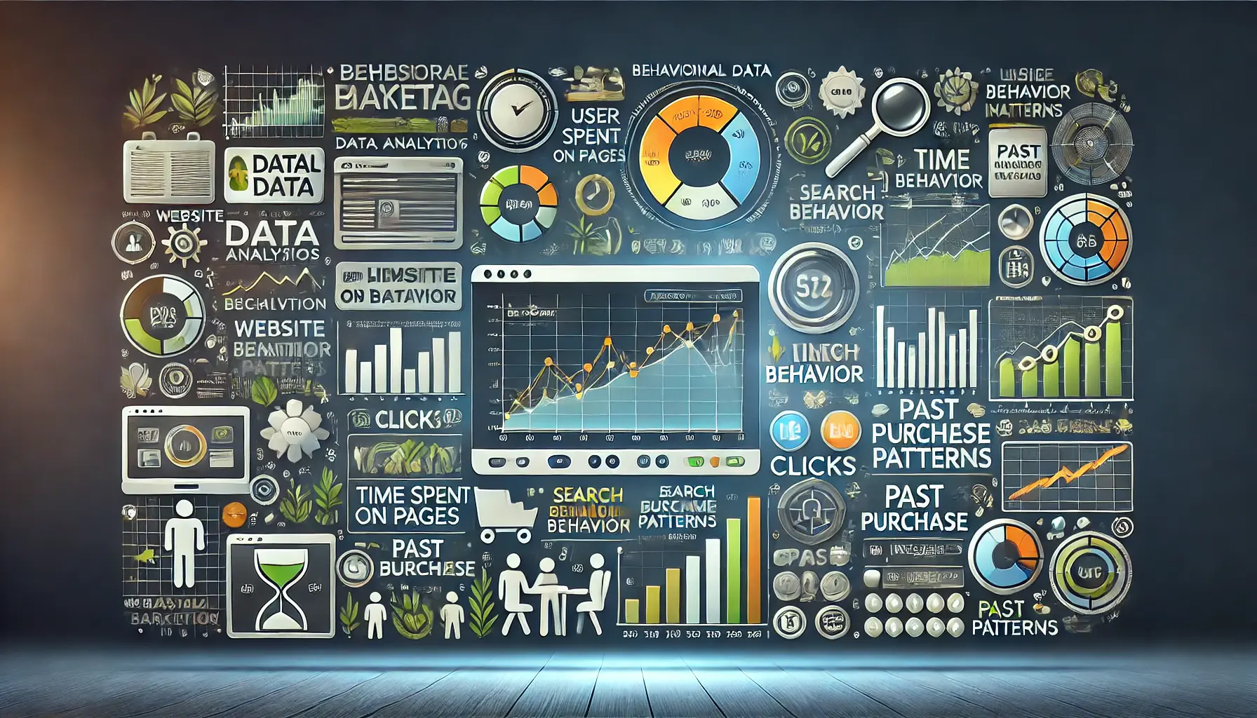 An image showcasing the use of behavioral data for insights, with data dashboards, graphs, and user behavior patterns.