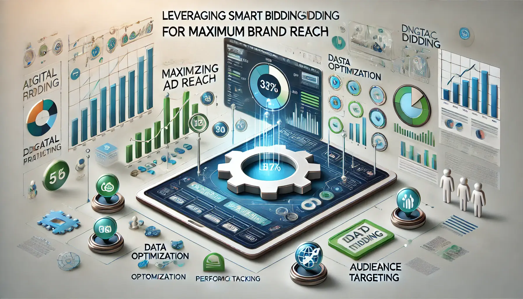 Digital advertising platform displaying smart bidding settings for maximizing brand reach, symbolizing optimization and audience targeting.