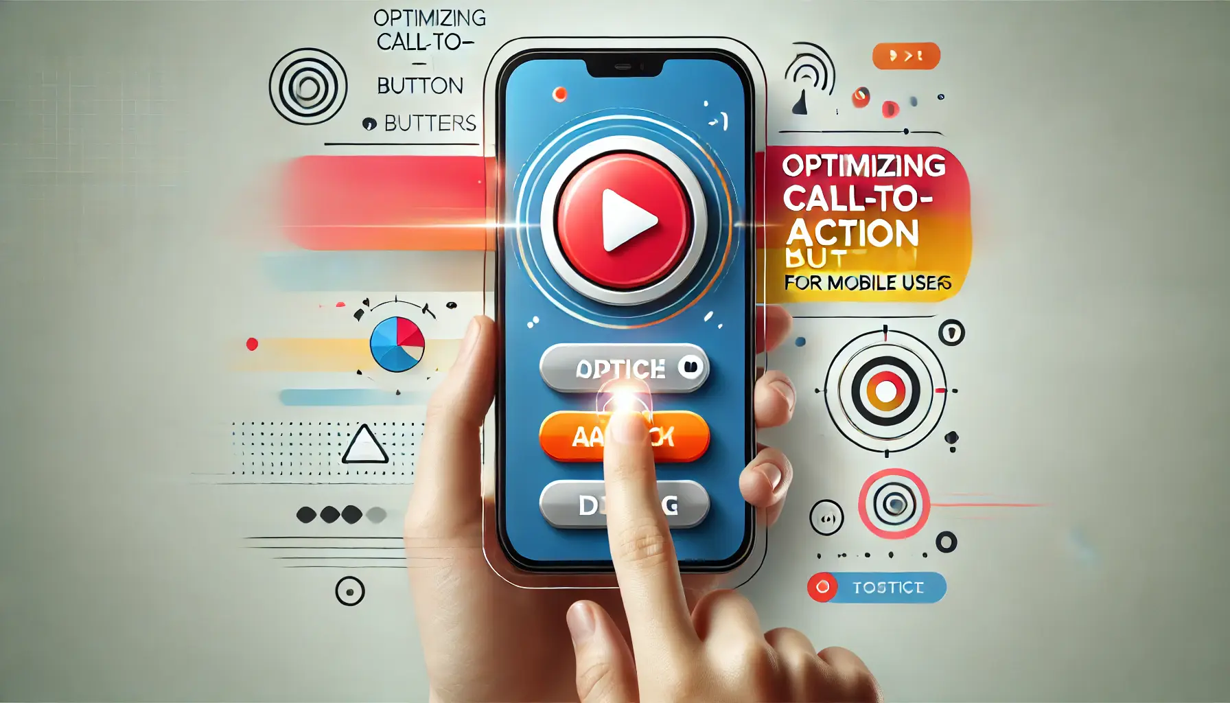 A smartphone displaying a mobile ad with a prominent, brightly colored call-to-action button designed for easy interaction.