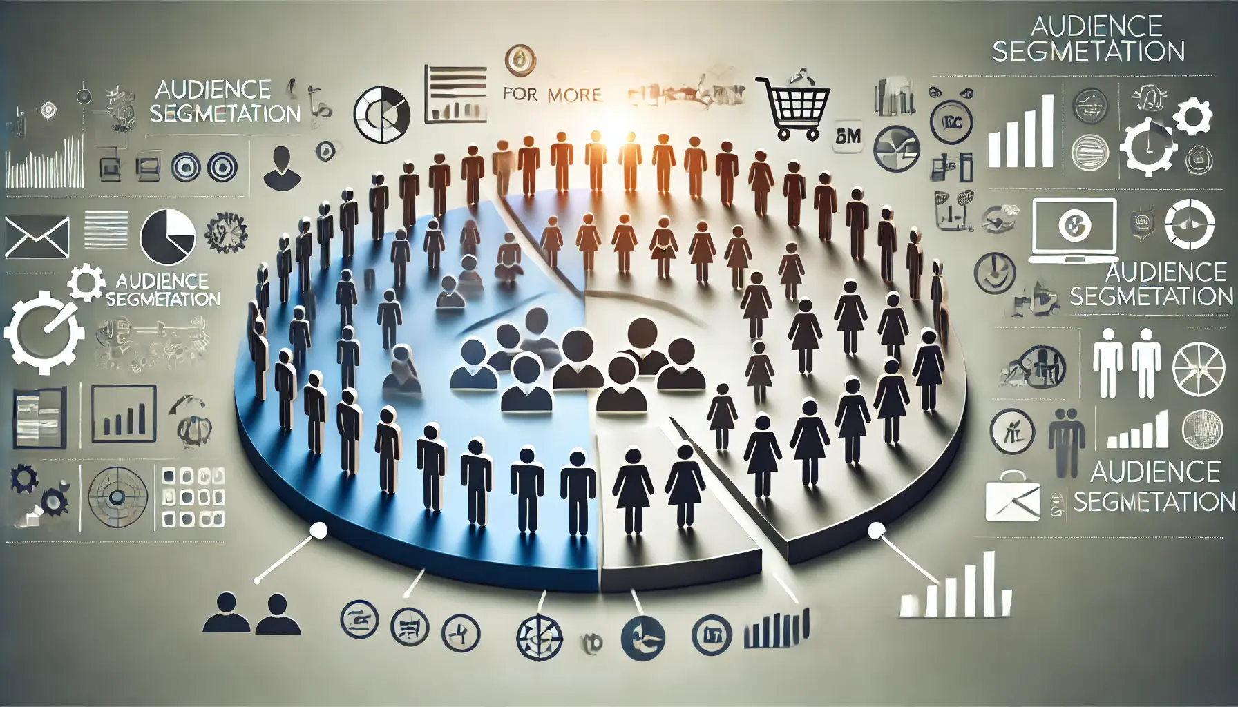 An image illustrating the concept of audience segmentation, showing groups of people divided by characteristics like demographics and behavior.