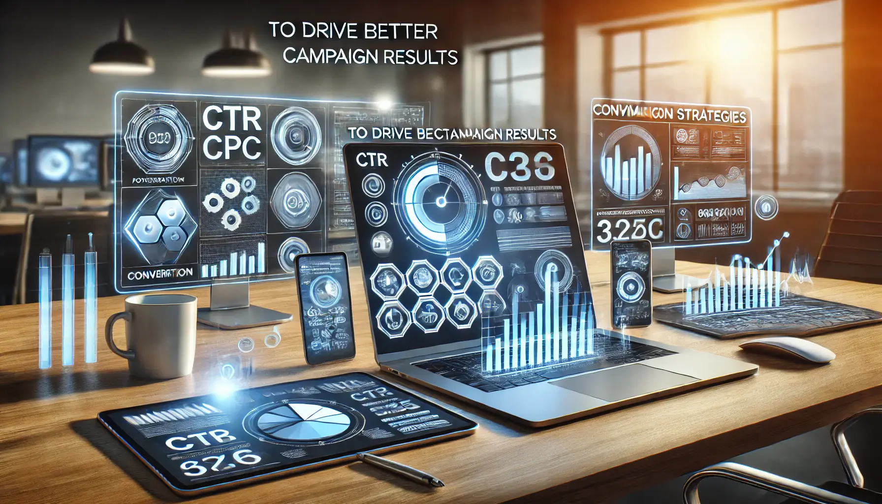 Visualization of strategies to improve campaign results with performance dashboards and data analysis tools.